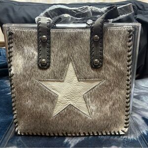 Chic Gray and White Star Tote Bag